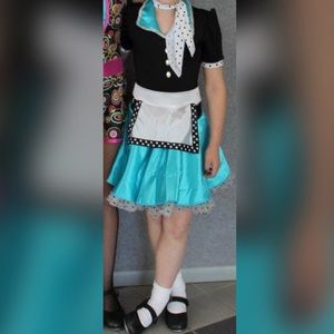 Girls Waitress Costume Blue and Black